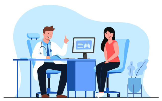 Doctor consulting patient illustration